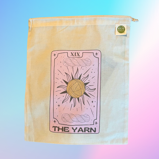Drawstring Project Bag - The Yarn Tarot Sun Card Witch Goth