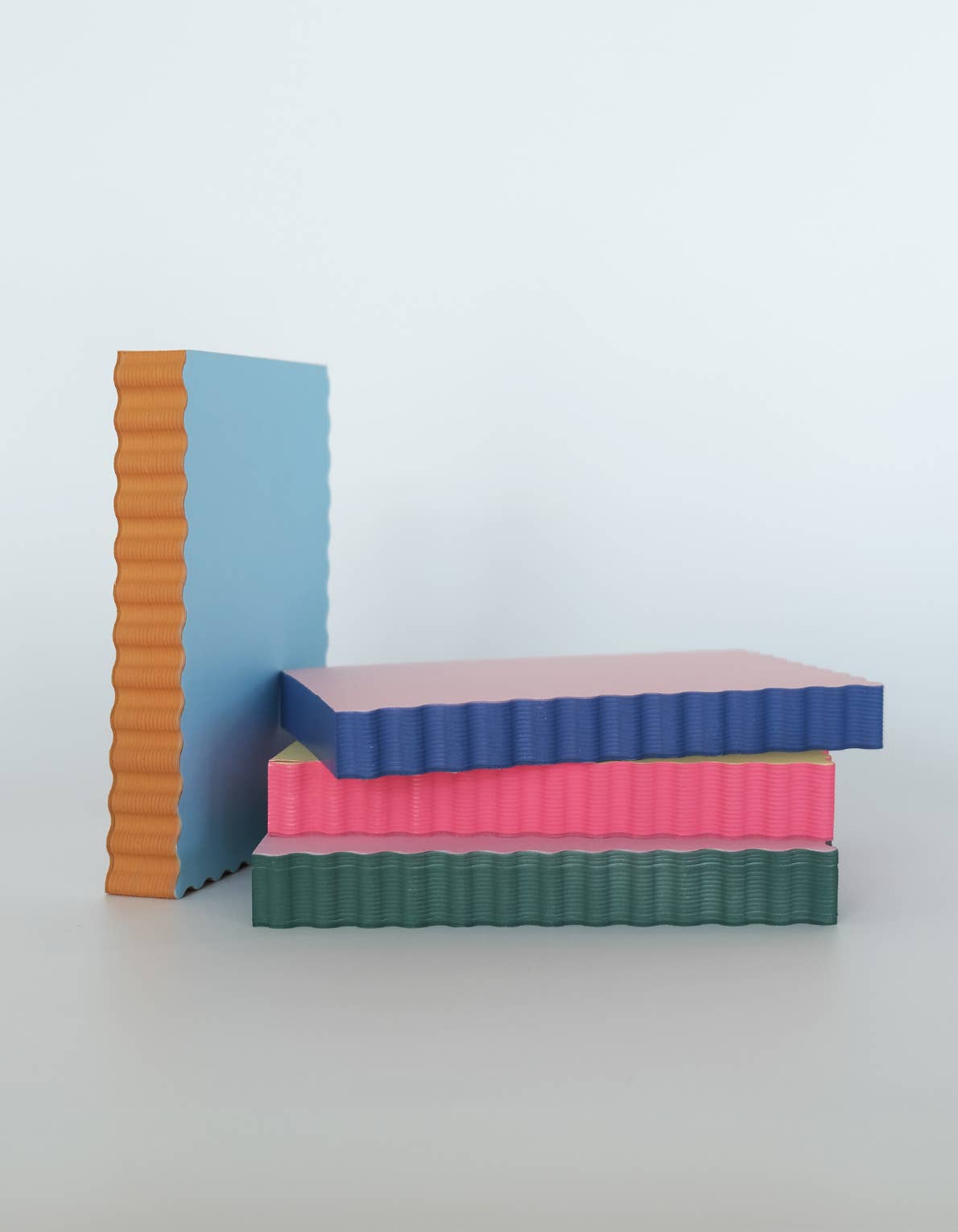 Mini Wave Shaped Notepad | Sky + Tangerine Edge