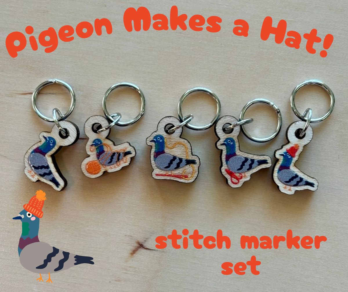 Pigeon Makes a Hat Stitch Marker Set Knitting Crochet Notion