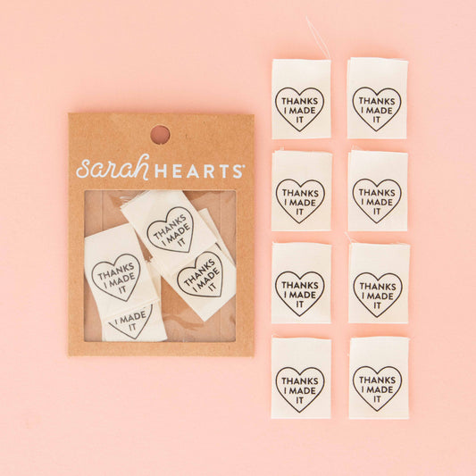 Thanks I Made It Heart Organic Cotton - Sewing Quilt and Garment  Labels