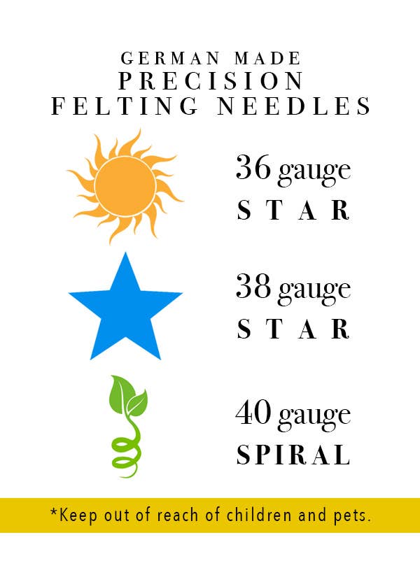 Sampler Set Precision Felting Needles, Gauges 36 Star, 38 Star, 40 Spiral