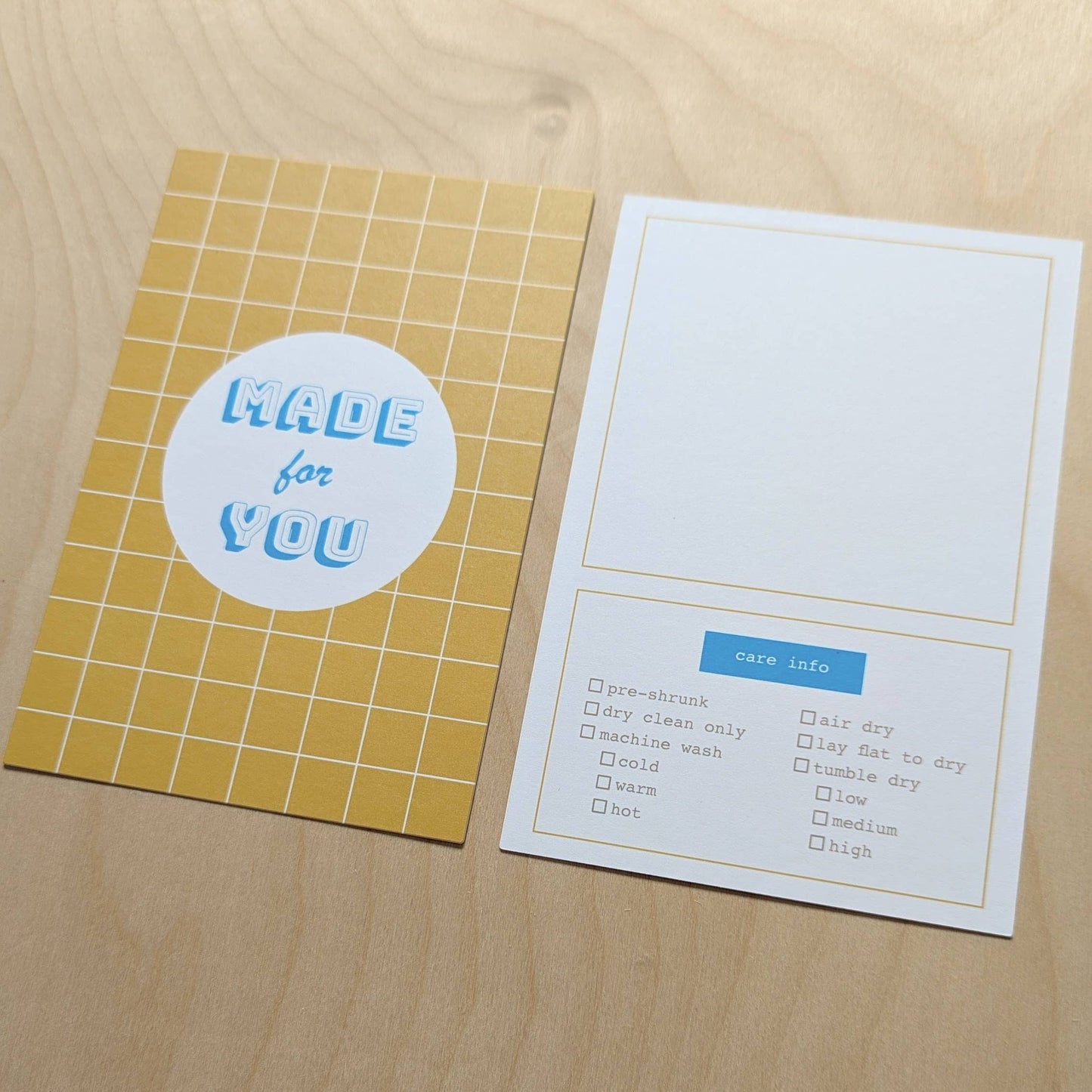 Cards with Care Instructions for Knit & Sewn Gifts