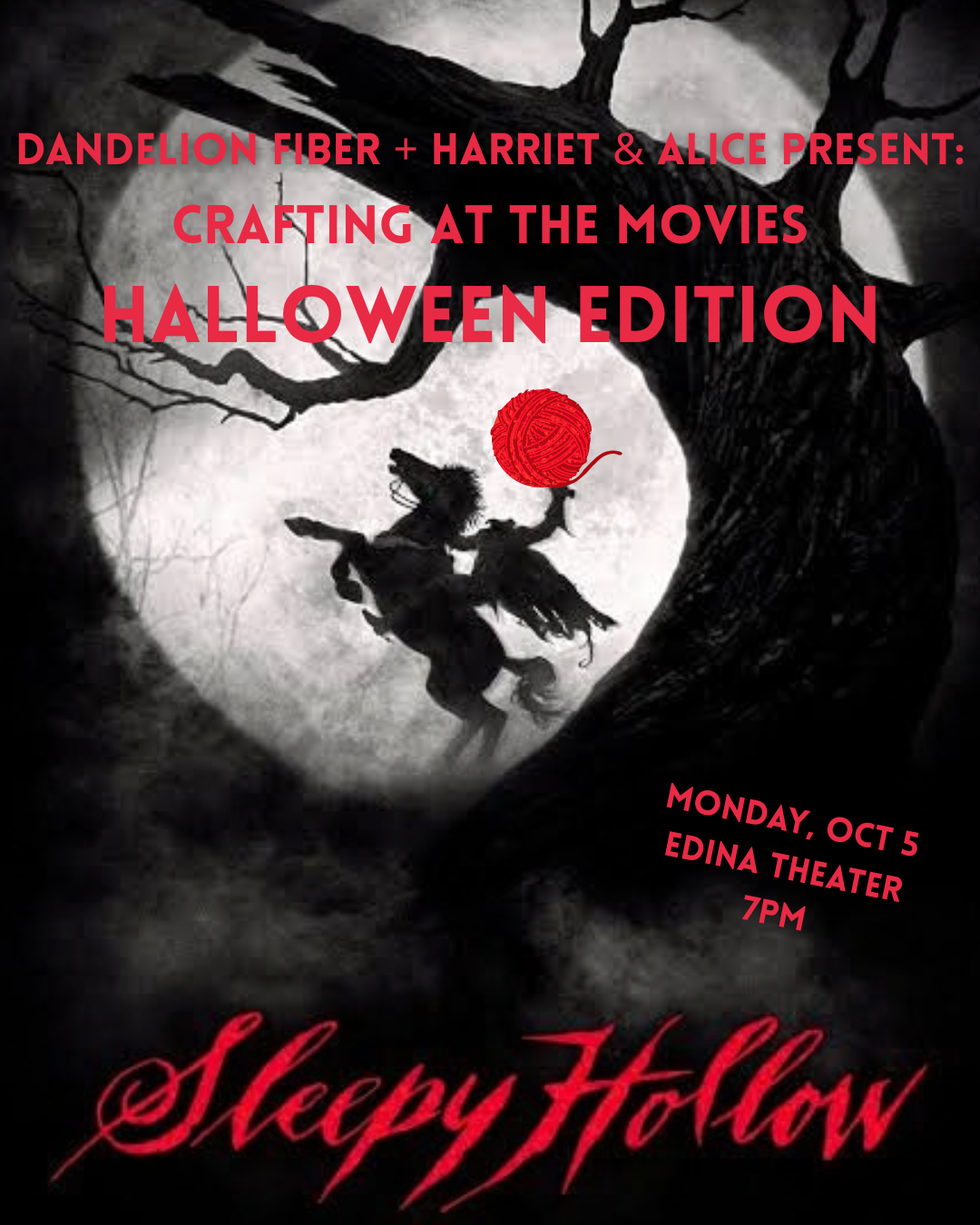 October Crafting at the Movies - A Dandelion Fiber Co. + Harriet & Alice event