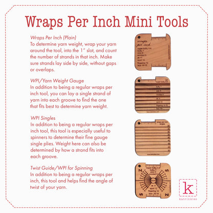 Wraps Per Inch Yarn Weight Gauge Mini Tool