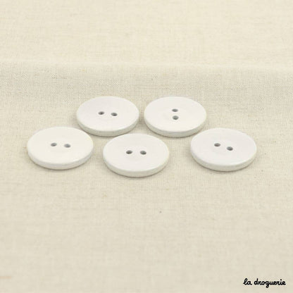 28 mm “Recy-leather wide edge 2 hole” button: Ecru white