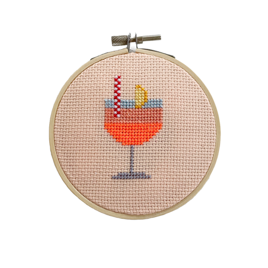 Aperol Cocktail Cross Stitch Kit