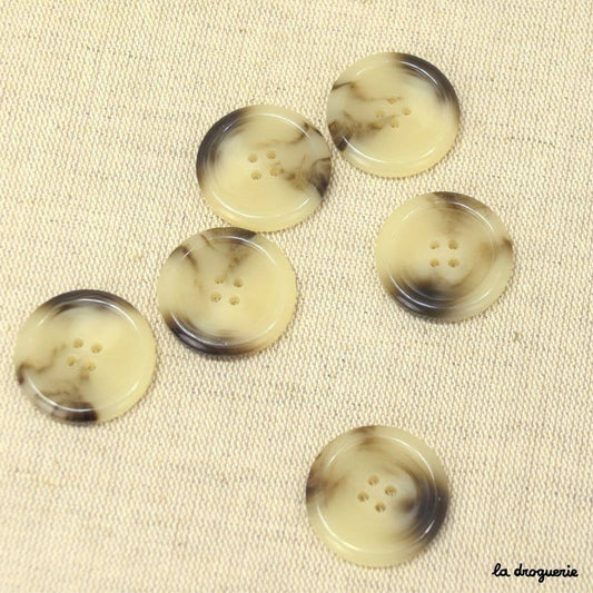 “Gabardine petit bourrelet” 31 mm button: Ecru/beige tortoiseshell